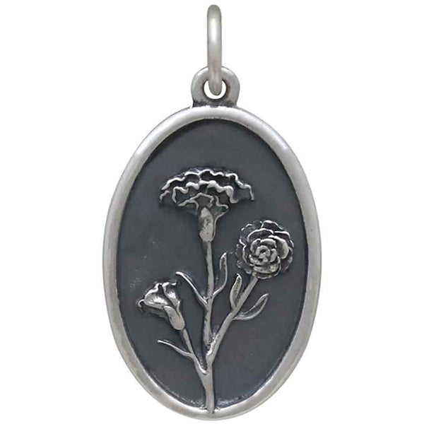 Silver Carnation Charm - January Birth Flower
