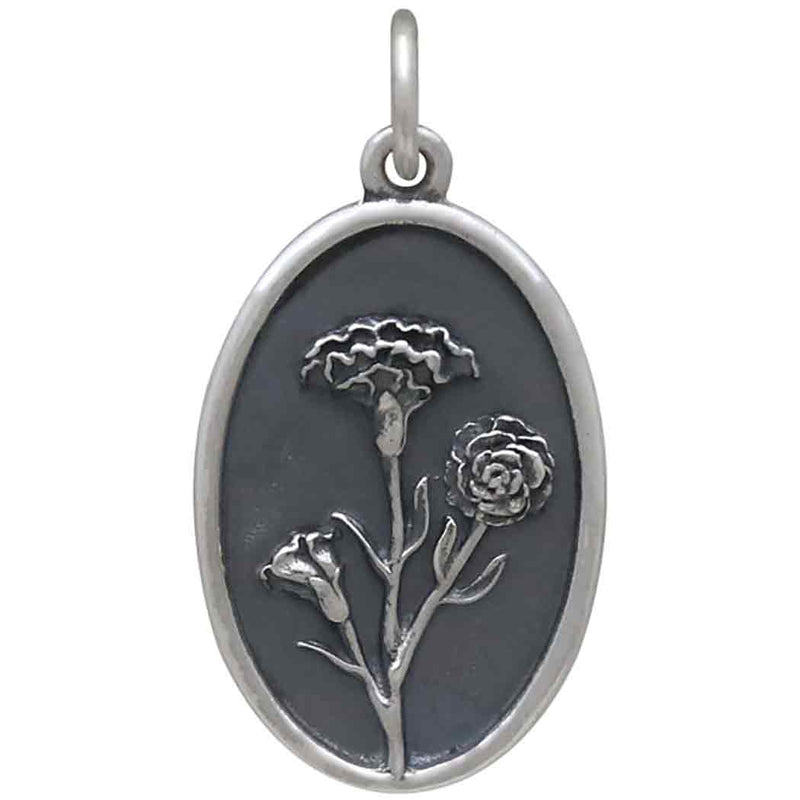 Silver Carnation Charm - January Birth Flower