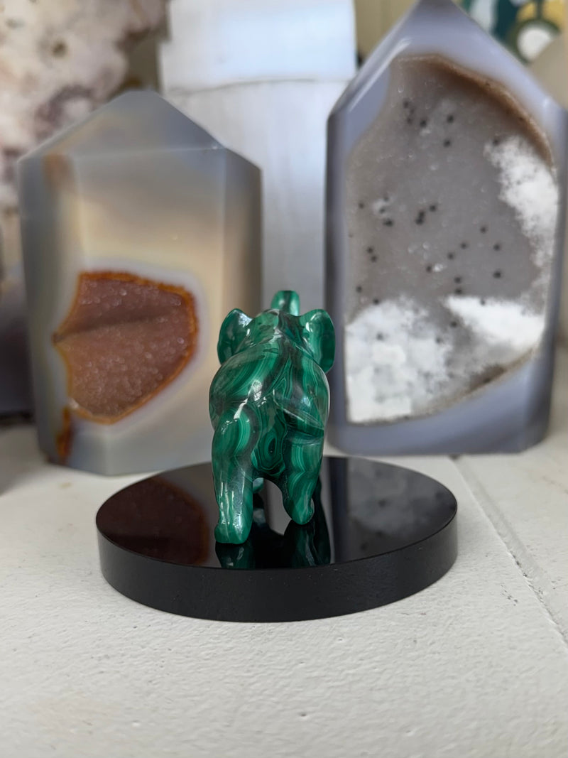 Hand Carved Malachite Elephant