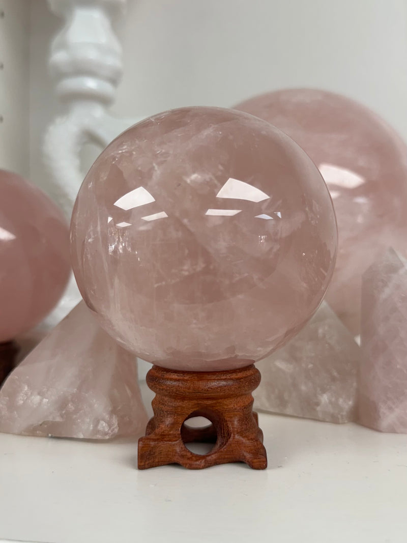 Rose Quartz Crystal Sphere with Star