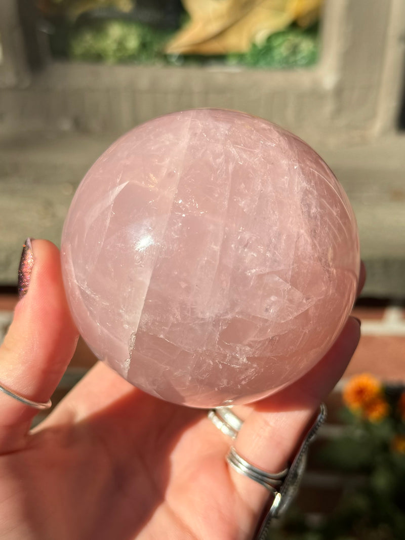 Rose Quartz Crystal Sphere with Star