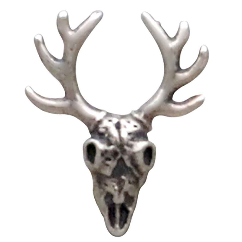 Sterling Silver Deer Skull with Antlers Post Earrings