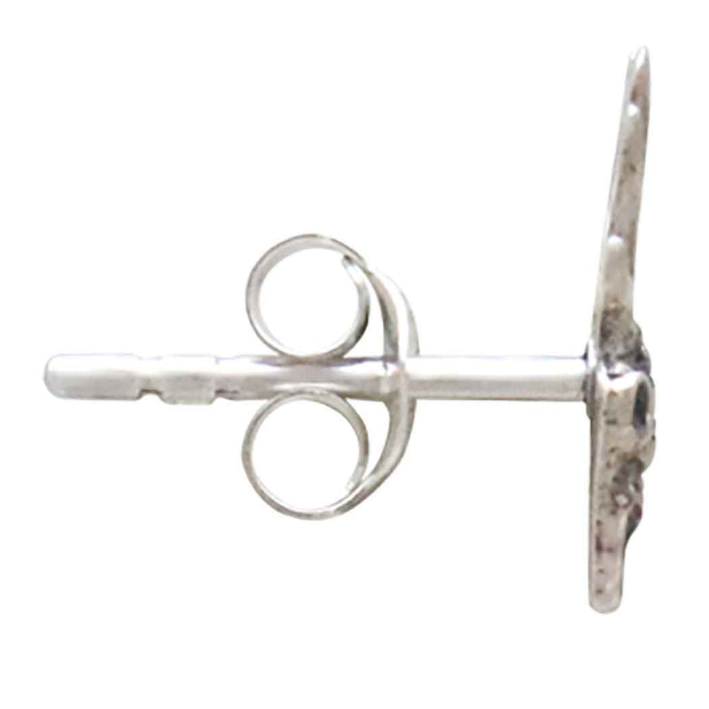 Sterling Silver Deer Skull with Antlers Post Earrings