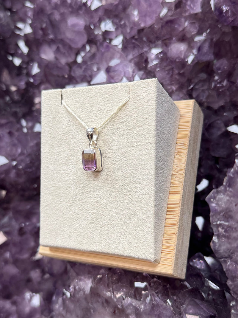 Faceted Natural Ametrine Sterling Silver Pendant - C