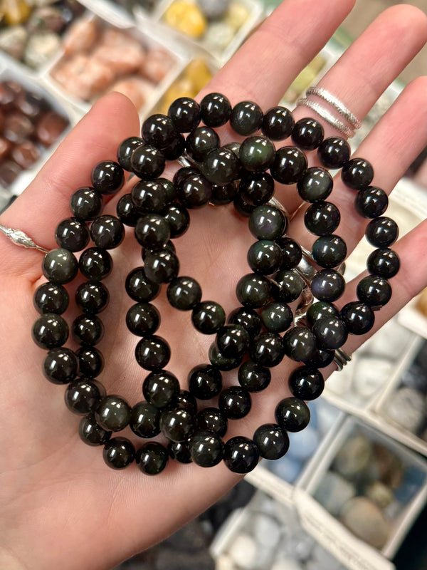 Rainbow Sheen Obsidian Bracelet - 8mm