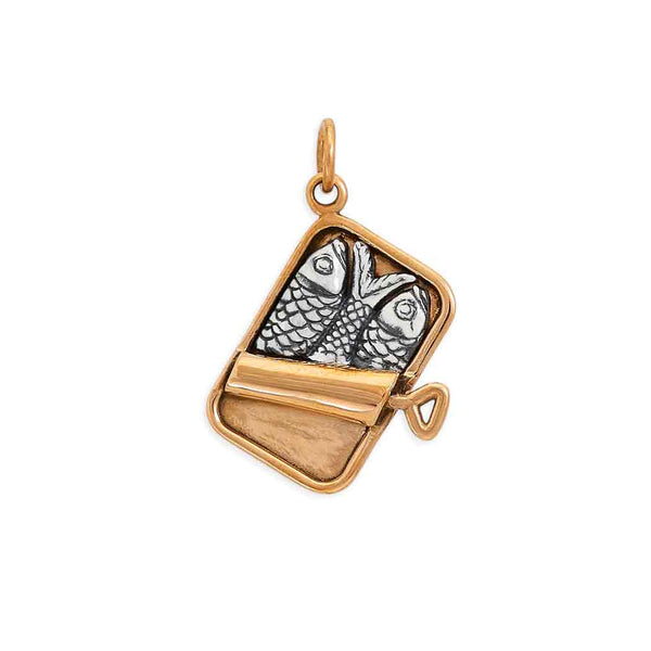 Sterling Silver and Bronze Sardine Can Charm