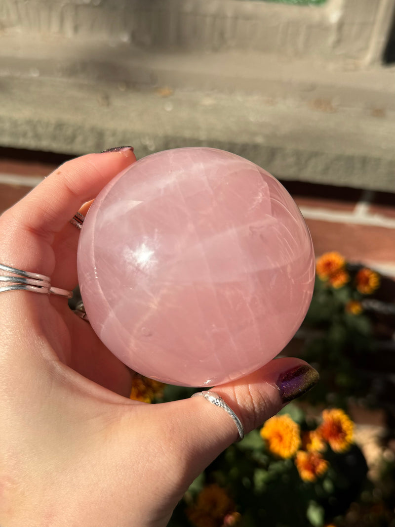 Rose Quartz Crystal Sphere with Star