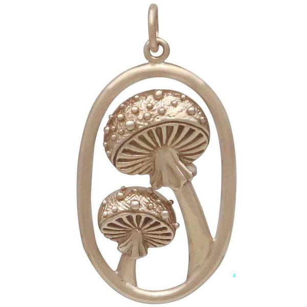 Bronze Agaric Mushroom Pendant in Oval