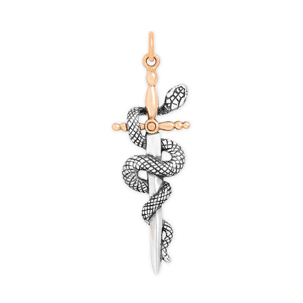 Mixed Metal Sword and Snake Pendant