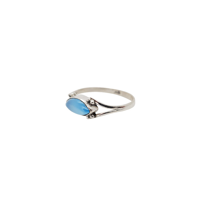 Blue Chalcedony Stone Sterling Silver Ring