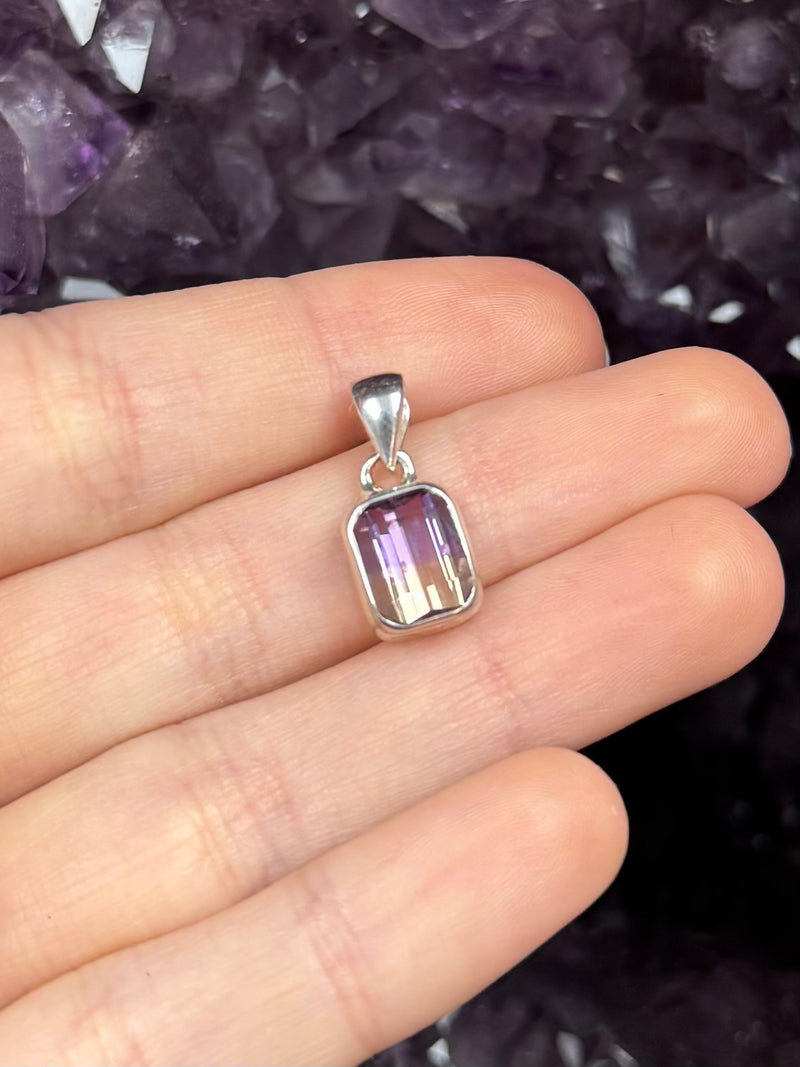 Faceted Natural Ametrine Sterling Silver Pendant - D