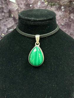 Sterling Silver Teardrop Malachite Pendant