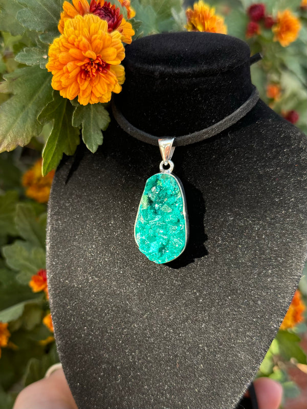 Dioptase Sterling Silver Pendant