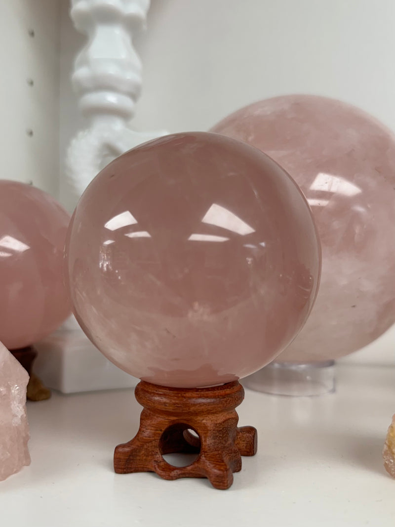 Rose Quartz Crystal Sphere with Star