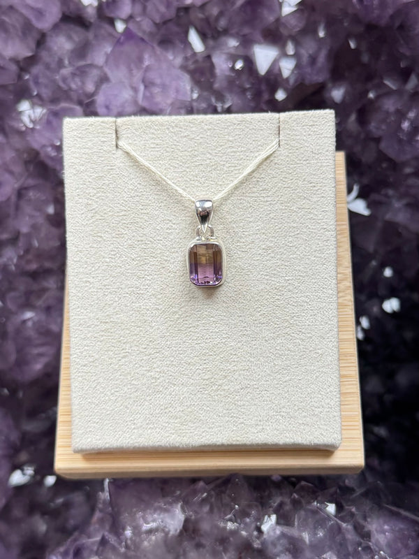 Faceted Natural Ametrine Sterling Silver Pendant - C