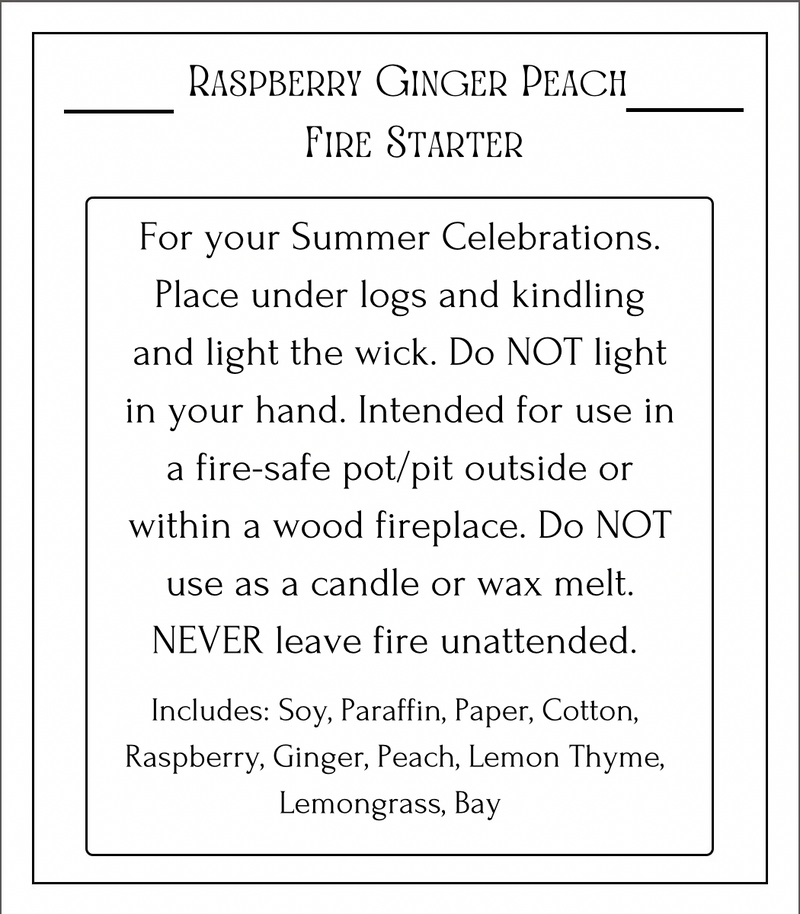 Raspberry Ginger Peach Fire Starter- Tinkers Co