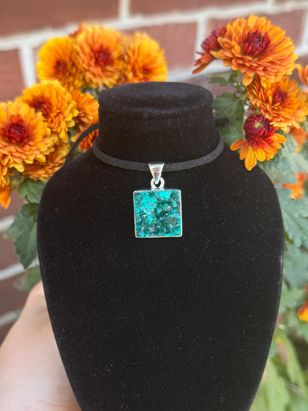 Dioptase Sterling Silver Pendant