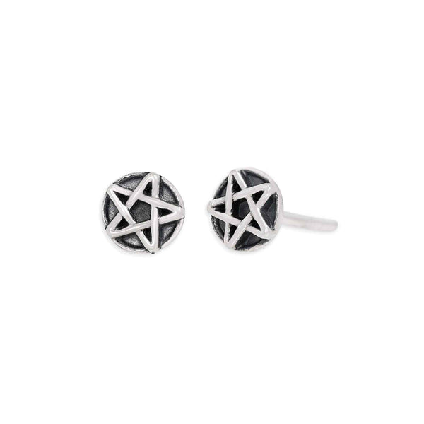 Sterling Silver Pentacle Post Earrings