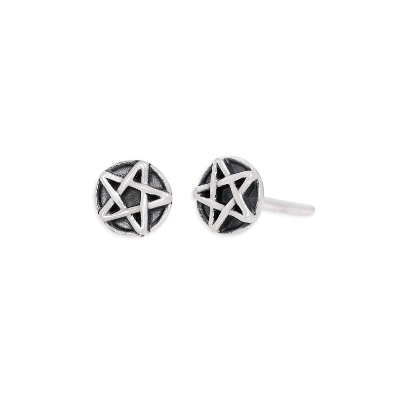Sterling Silver Pentacle Post Earrings