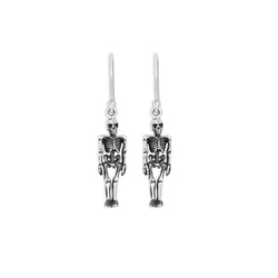 Sterling Silver 3D Skeleton Dangle Earrings