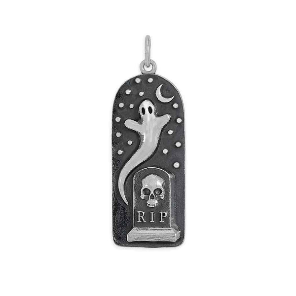 Sterling Silver Ghost in Graveyard Charm