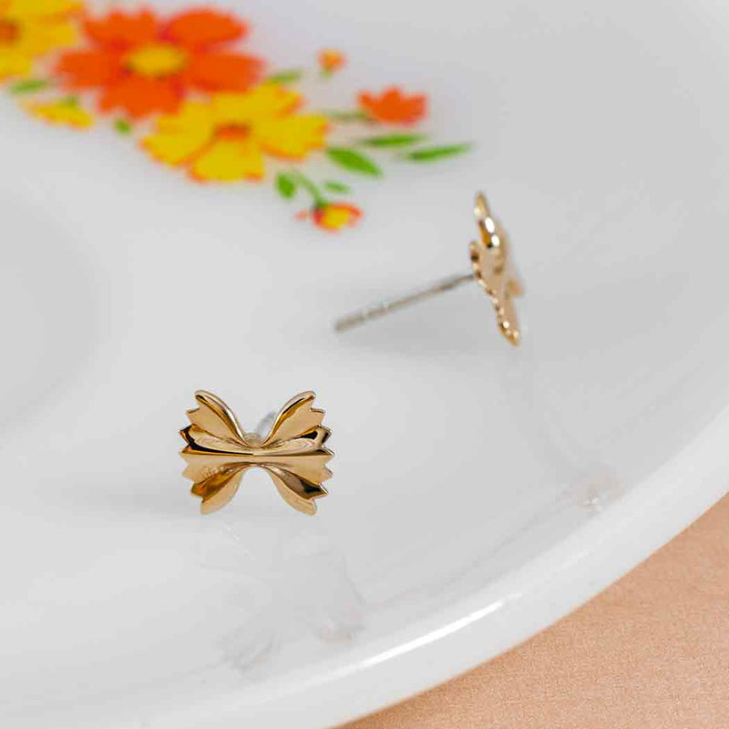 Bronze Bowtie Pasta Post Earrings