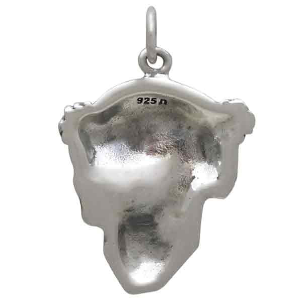 Sterling Silver Skull with Rose Crown Pendant