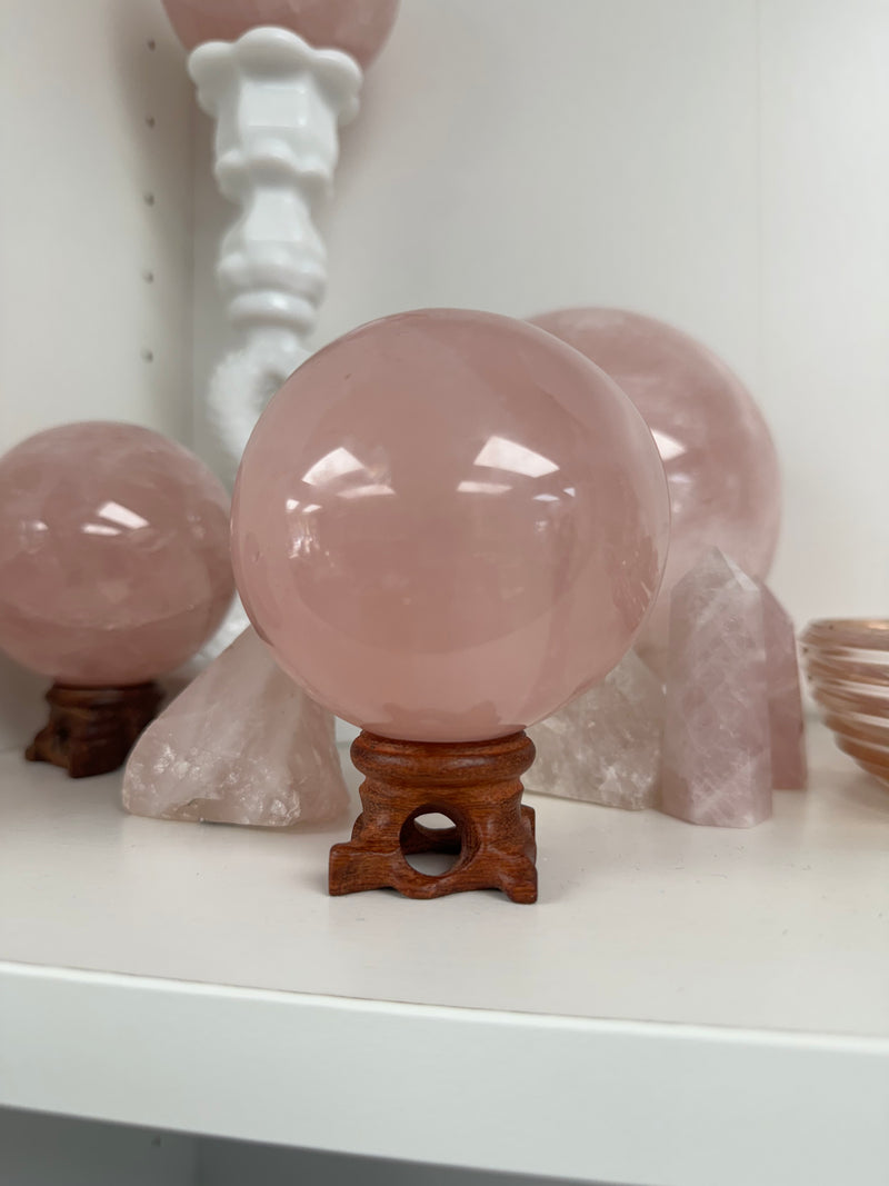 Rose Quartz Crystal Sphere with Star