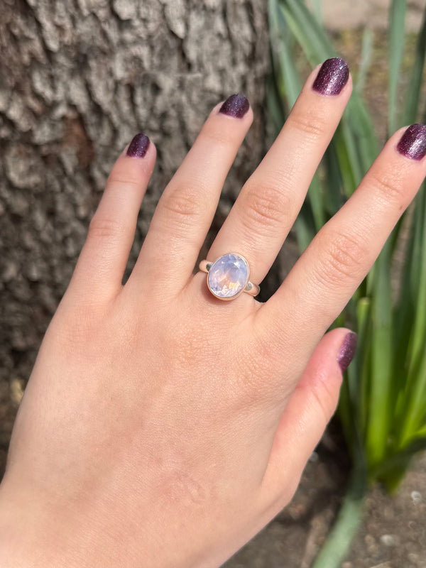 Lavender Quartz Sterling Silver Ring - Size 6