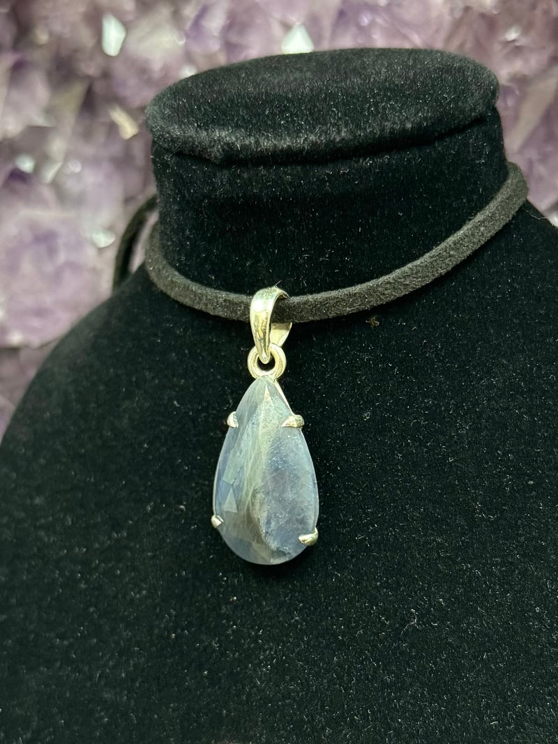 Faceted Sapphire Sterling Silver Pendant