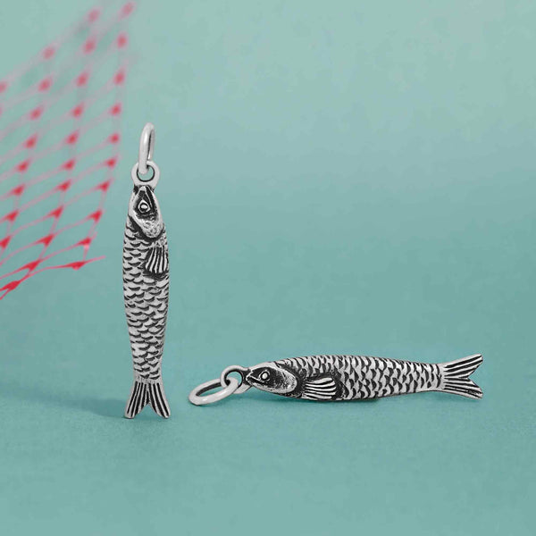 Sterling Silver Small Sardine Charm