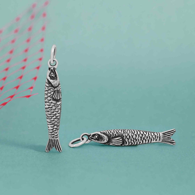 Sterling Silver Small Sardine Charm