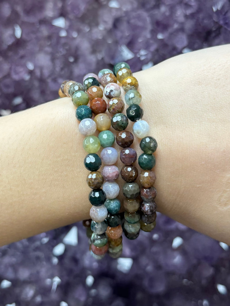 Faceted Ocean Jasper Bracelet -6 mm