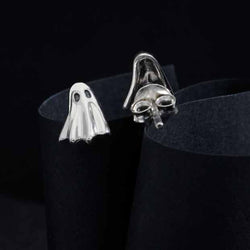 Sterling Silver 3D Ghost Post Earrings
