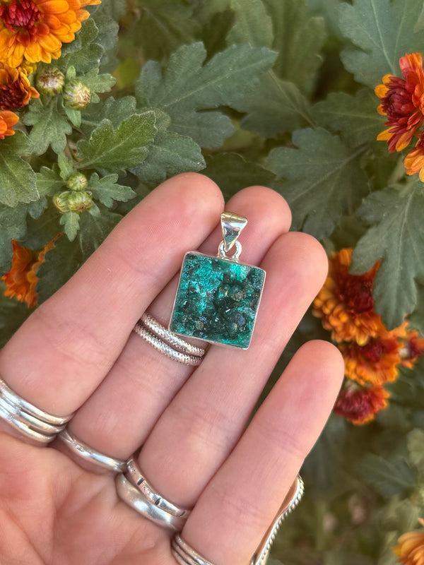 Dioptase Sterling Silver Pendant