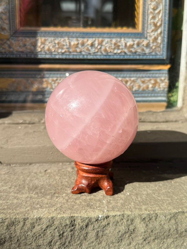 Rose Quartz Crystal Sphere with Star