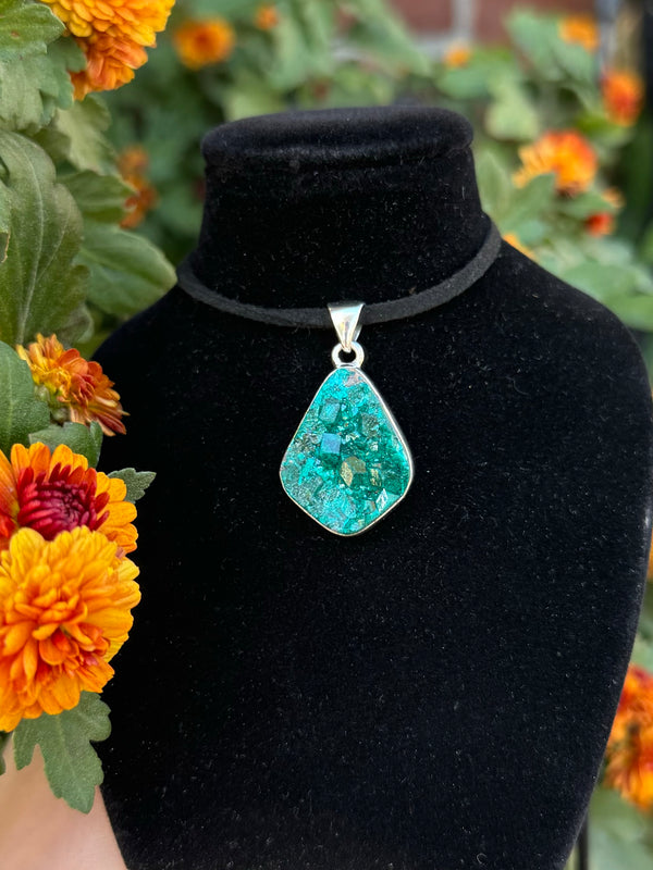 Dioptase Sterling Silver Pendant