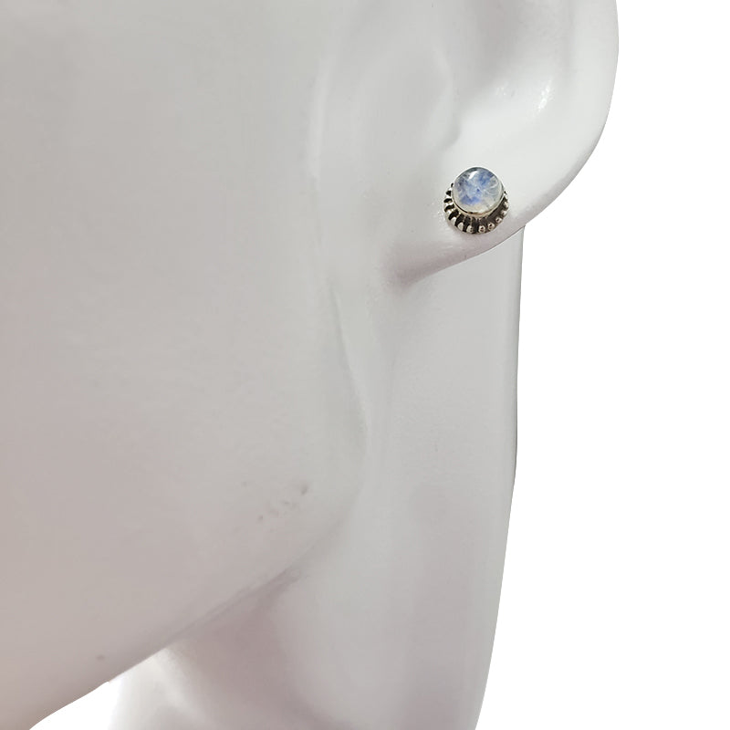Moonstone Sterling Silver Ornate Stud Earrings