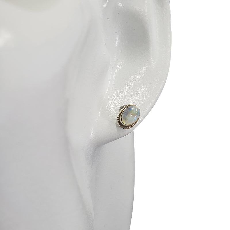 Moonstone Oval Stud Silver Earring