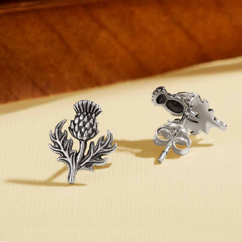 Sterling Silver Dimensional Thistle Post Earrings