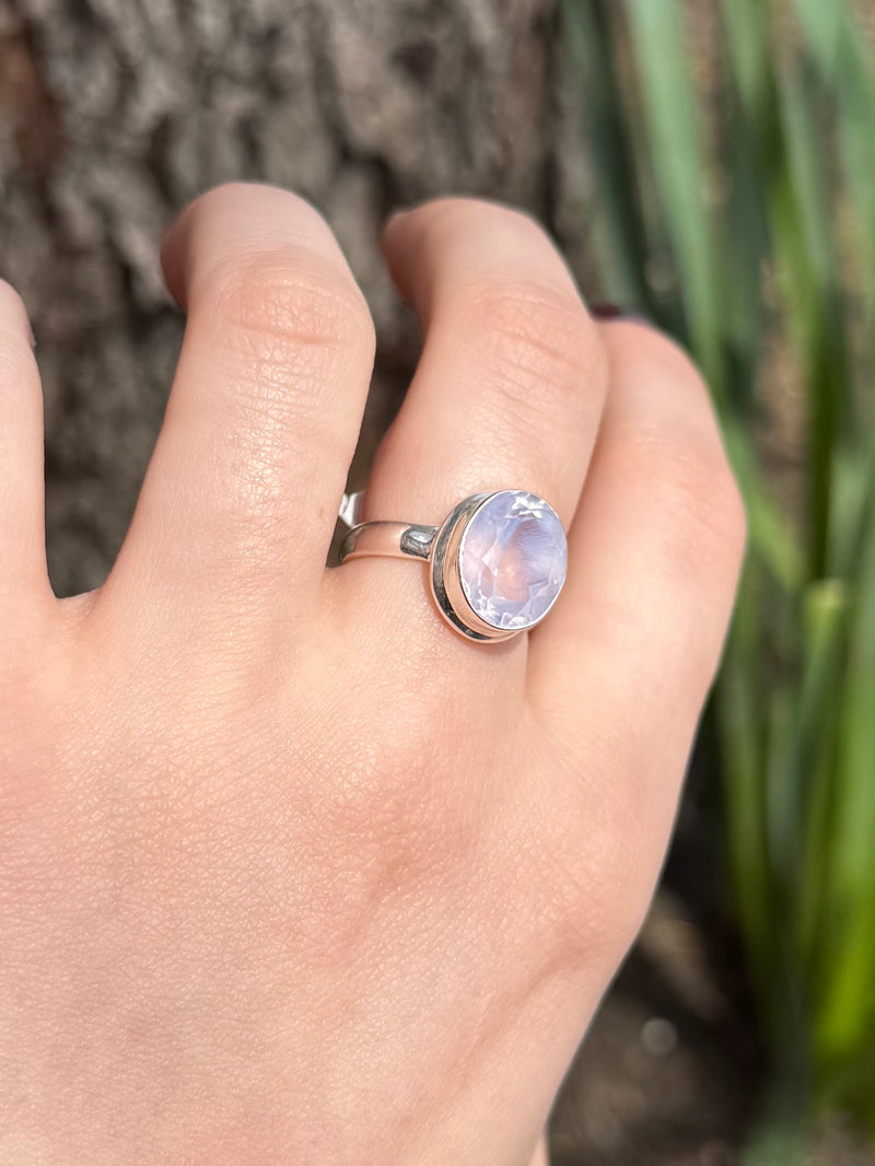 Lavender Quartz Sterling Silver Ring - Size 6