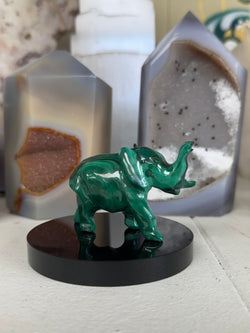 Hand Carved Malachite Elephant