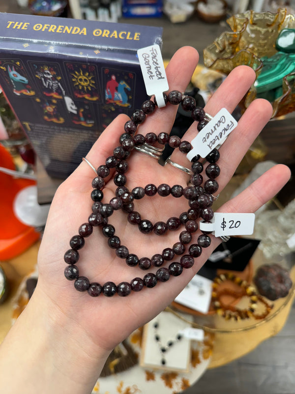 Faceted Garnet Bracelet - 8mm