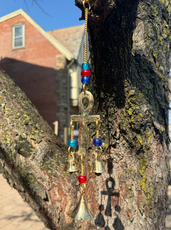 Brass Bell Wind Chime Ankh