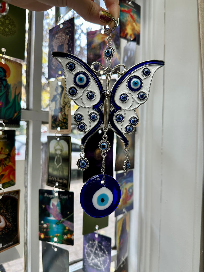 Butterfly Evil Eye Glass Wall Charm