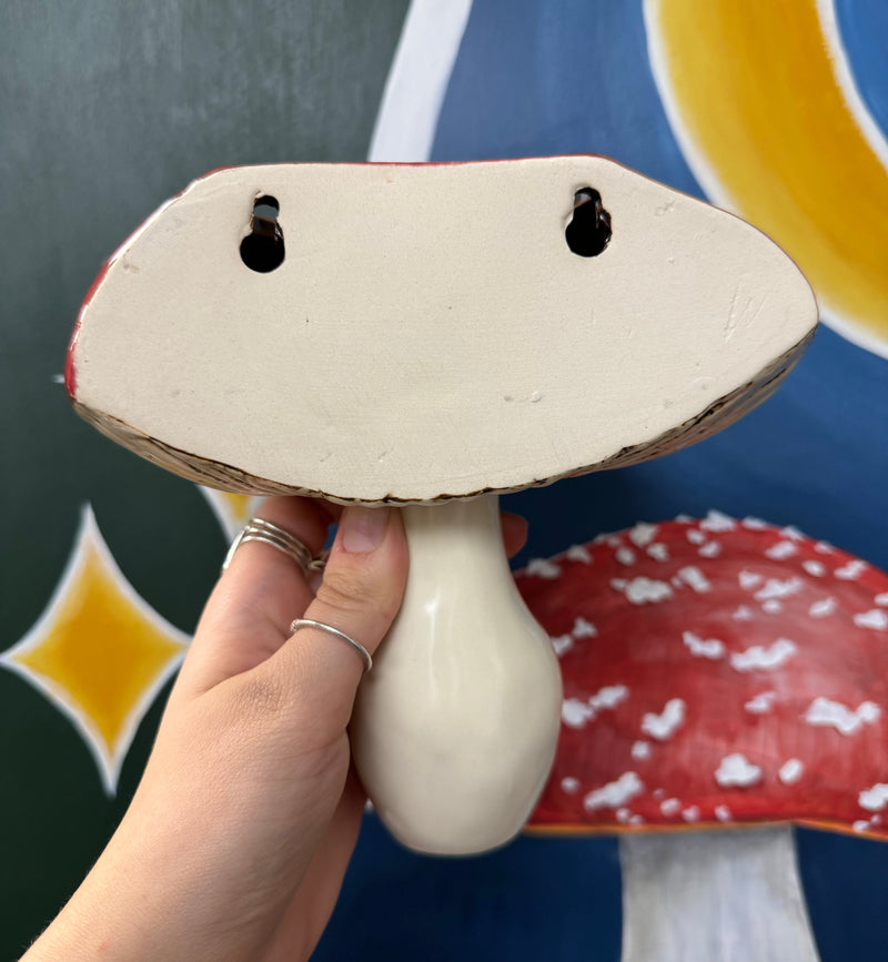 Amanita Mushroom Ceramic Wall Pot