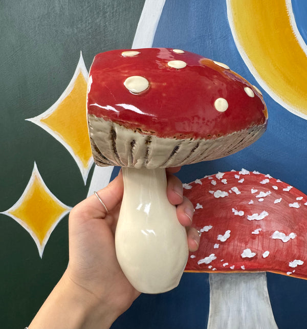 Amanita Mushroom Ceramic Wall Pot