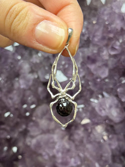 Cherry Amber Sterling Silver “Spider” Pendant