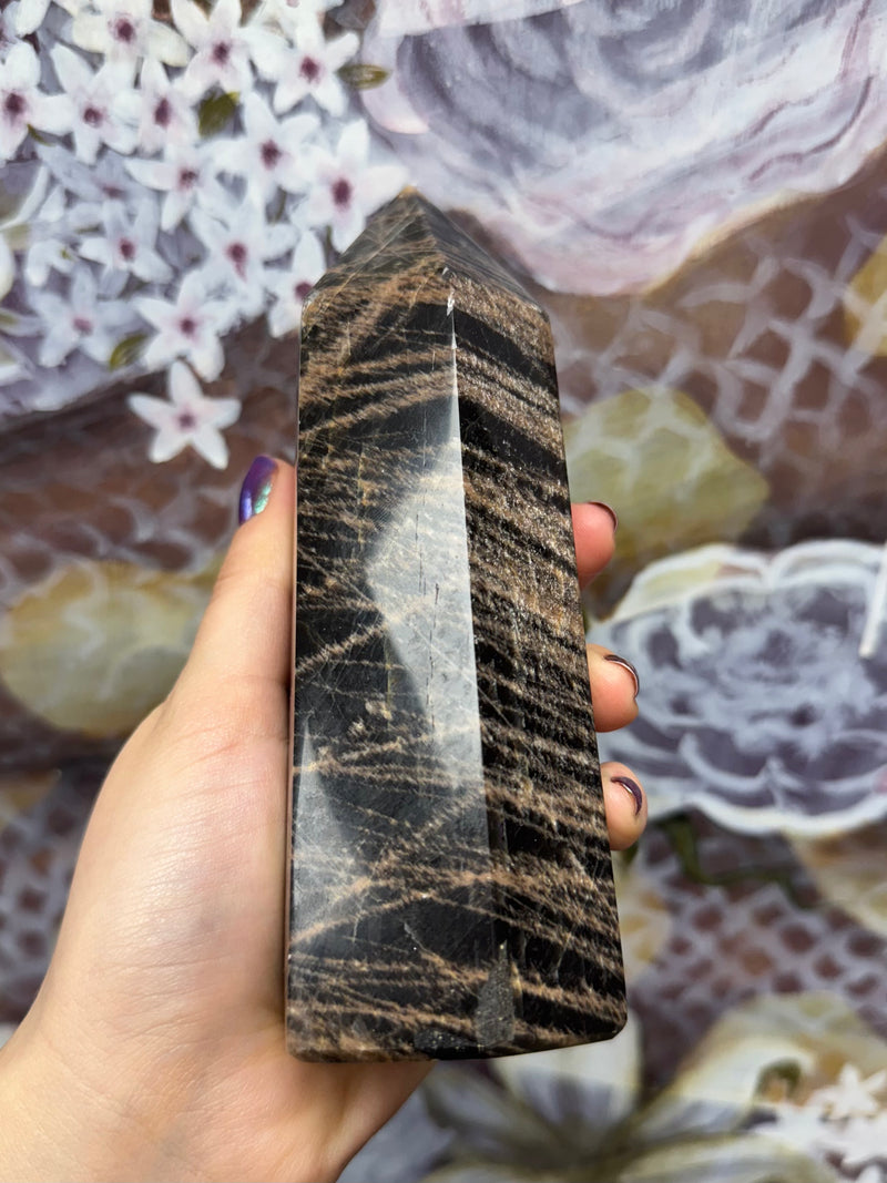 Black Moonstone Crystal Tower