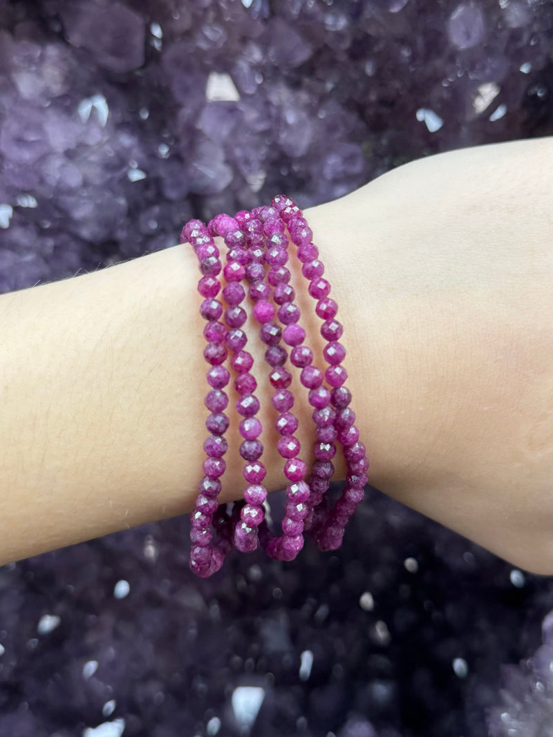 Faceted Ruby Bracelet - 4mm